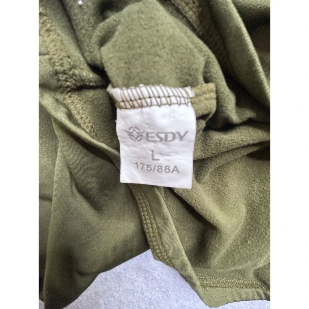 ESDY Mens Tactical Thermal Base Layer Set Olive Green Fleece Lined Large